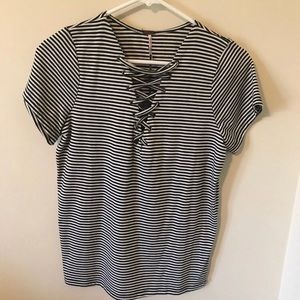 Poof! Striped Laced Up Shirt